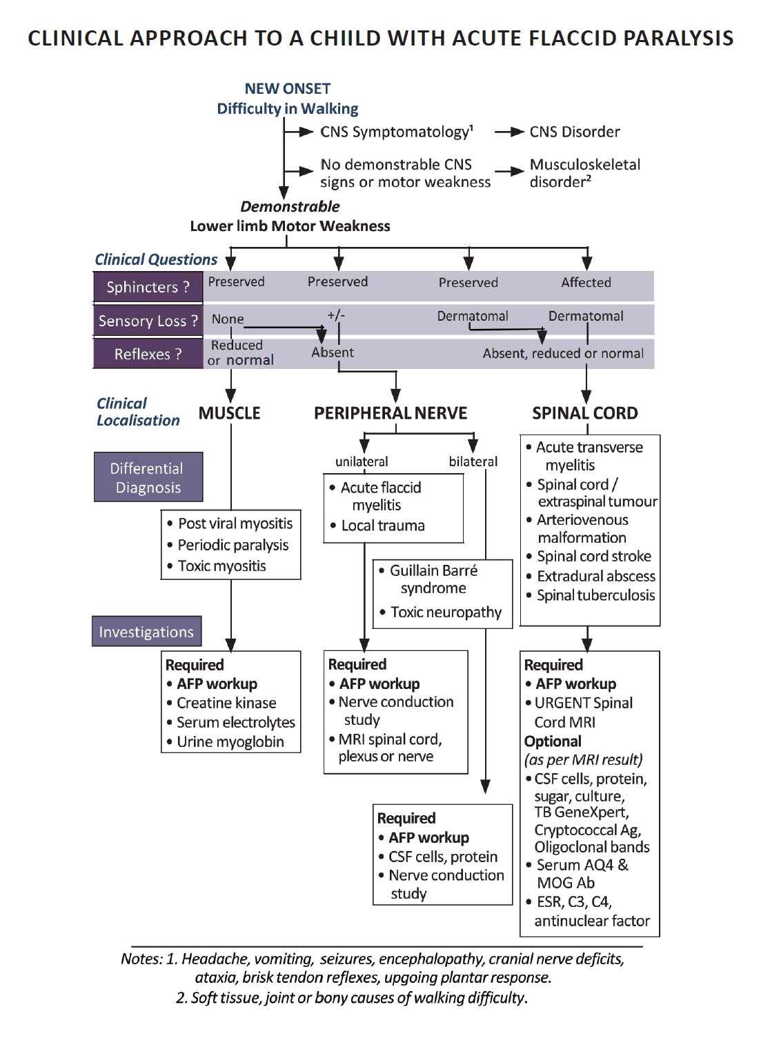 Clinical approach to a child with acute flaccid paralysis